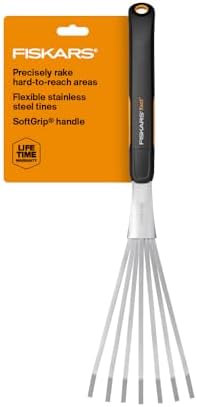 Fiskars Xact Hand Rake, Heavy Duty Gardening Hand Tool with Ergon...