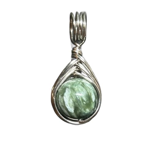 天然石 パワーストーン ワイヤーラッピング ペンダントトップ セラフィナイト 10mm