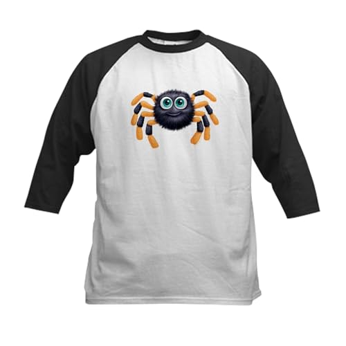 CafePress PD Moreno's Halloween Spider Kids Baseball T Shirt Kids Cotton Baseball Jersey, 3/4 Raglan Sleeve Shirt Black/White