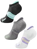 Juclise Sport Basses de Compression pour Femmes Bamboo, Invisibles, Absorbant l'Humidité Amorti (FR/ES, Numérique, 38, 42, Taille normale, Taille normale, Aqua Noir+Gris Clair+Lilas Brillant)
