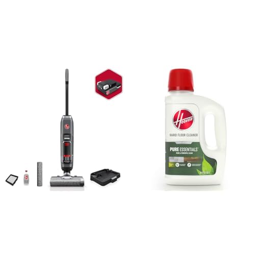 Image of Hoover ONEPWR Streamline Cordless Hard Floor Cleaner, Wet Dry Vacuum, BH55400V, + Hoover Pure Essentials Solution Hard Floor Cleaner, 50 oz, AH31465