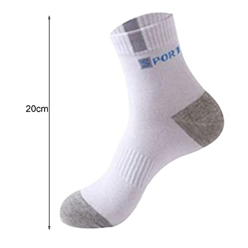 5 Pack Men's Sports Socks Letter Printed Mid-Tube Soft Socks For Sports,Hiking Running, Summer Outdoor Running Casual Socks White #TOP4