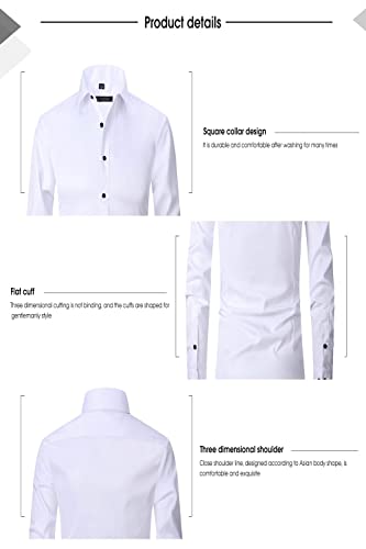 AFRR Camisa elástica que não precisa passar a ferro, camisa social masculina casual de melhor desemp