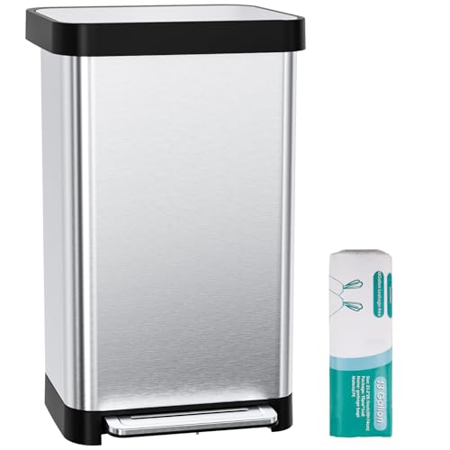 Papelera de acero inoxidable 50L con pedal y compartimiento