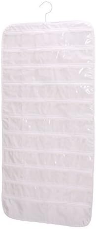 Household Essentials 01943 Hanging Jewelry Organizer - 80-Pockets for Necklaces, Bracelets, and Accessories - White Vinyl