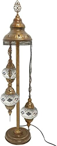 World Home Living Turkish Moroccan Floor Lamp 3 5 Ball Light Eastern Bohemian Mosaic Glass UK Tested (3IN1FL Multi 2)