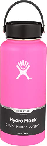Hydro Flask 32 oz Double Wall Vacuum Insulated Stainless Steel Leak Proof Sports Water Bottle, Wide Mouth with BPA Free Flex Cap, Flamingo
