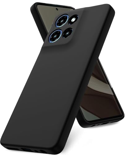 Image of DIZORO Microfiber Candy Case for Motorola Moto Edge 70 Fusion 5G Smooth Touch Cushion Liquid Soft Silicone Gel Phone Cases Non-Slip Full Body Protective Back Cover - Black