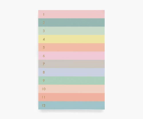 Rifle Paper Co. Großer Notizblock, nummeriert, 65 Seiten zum Abreißen, mit Bändern von Pastelltönen, die die Zahlen trennen, in voller Farbe bedruckt und mit Folienprägung versehen Cover