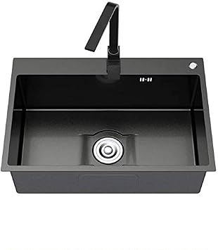 HomeLava Kitchen Sink, Kitchen Sink, Stainless Steel Sink Set, Stainless Steel Sink with Nano Technology, Large Capacity Sink, Single Sink, With Draining Basket No Faucet Includes Mixing Tap 21.7 x 17.7 inches 550 x 450 mm