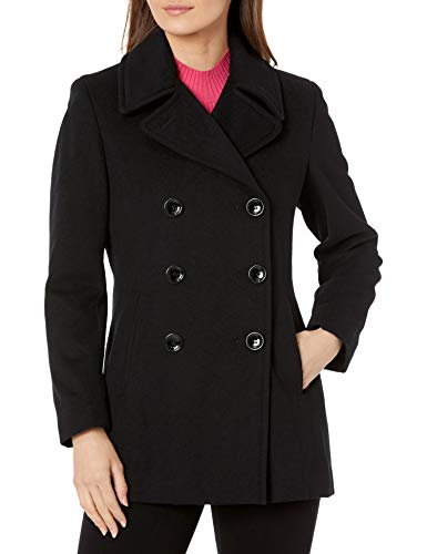 Calvin Klein Women s Double-Breasted Classic Peacoat, Black, 8
