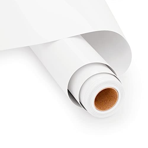 UIOK Flex Thermocollant Pour Tissu, 30.5 x 365.7cm Vinyle Thermocollant Blanc HTV Flex Thermocollant Film pour DIY T-Shirts Vêtements Sacs et Autres Tissus,...
