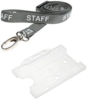 Visitor Lanyard Neck Strap Holder Card ID lanyards with Safety Breakaway and Clear ID Badge Card Pass Holder for NHS, Work Office, Security, Nurse, Teacher, Schools - Red Plastic Clip (Pack of 1)
