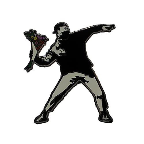 Image of Banksy Art Pins Flower Thrower Pin B