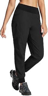 BALEAF Calça de caminhada feminina, cintura alta, resistente à água, com bolsos com zíper, leve, secagem rápida ao ar livre, Caqui, PP