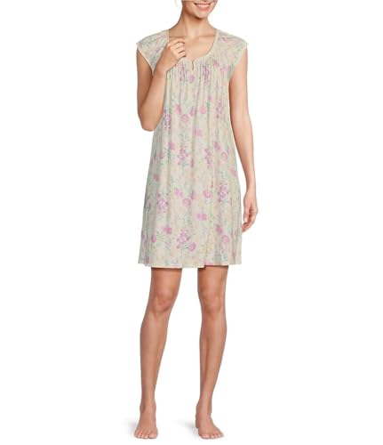 Image of Miss Elaine Short Cottonessa Nightgown, Short Sleeves and Beautiful Pattern Gown, Sleepwear & Loungewear