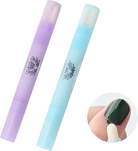 iwobi 2 Stücke Nail Art Entfernung Stifte, Nagellack Korrekturstift mit 6 Austauschbare Ersatzspitzen, Nagellack Entferner Stifte Nagellackentferner Stift mit Baumwollköpfen（Lila + Blau）