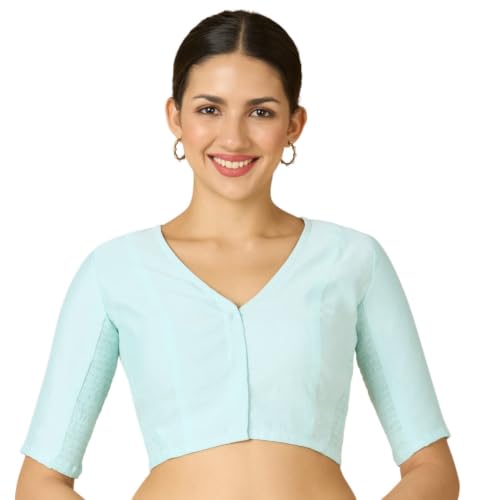 Image of Studio Shringaar Women's Cotton Stretchable (Smocked) Readymade Saree Blouse with Underarm Sweat Pads (Pack of 14 Pads)