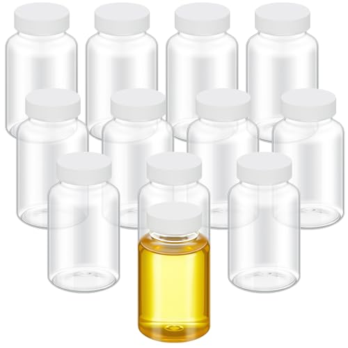 Maxdot 12 Pcs Oil Sampling Bottle Oil Analysis Sampling Clear Plastic Bottle 5oz (150 Ml) with 38-400 Cap Size Clear Small Liquid Sample Vials