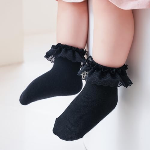 Mini angel Baby Lace Socks Toddler Eyelet Frilly Socks Girls Ruffle Sock 3/6 Pairs2