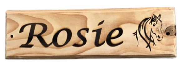 FUREVER GIFTS Handmade Personalised Wooden Horse Stable Door Sign Various Designs 320mm x 100mm x 20mm (Horse name and Horses Head Calligraphy Font)