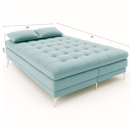Image of Sleepify Agel 3 Seater Fabric Sofa Cum Bed Set with 2 Cushions, Best Fit for Indian Homes, Living Rooms, Offices with (Sky Blue)