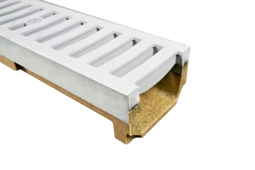 Entwässerungsrinne aus Polymerbeton, Kunststoffabdeckrost Stegrost Grau mit Stahlzarge, Klasse B-125, Höhe 8,3 cm. Effiziente Entwässerung, langlebig und robust. Perfekt für Einfahrt, Hof, Parkplatz. Entwässerungsrinne aus Polymerbeton, Kunststoffabdeckrost Stegrost Grau mit Stahlzarge, Klasse B-125, Höhe 8,3 cm. Effiziente Entwässerung, langlebig und robust. Perfekt für Einfahrt, Hof, Parkplatz.