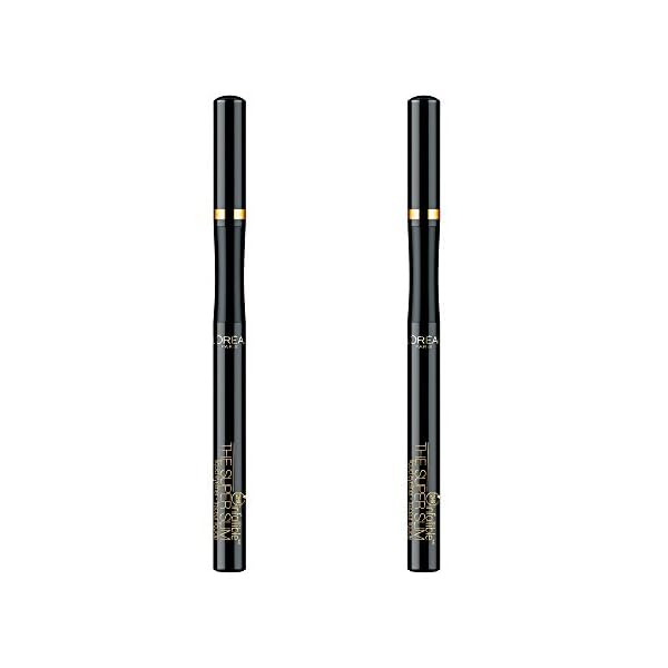 L'Oreal Paris Makeup Infallible Super Slim Long-Lasting Liquid Eyeliner, Ultra-Fine Felt Tip, Quick Drying Formula, Glides on Smoothly, Black, 0.03 fl oz., 2 Count