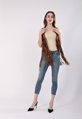 New Tassels Fringe Sleeveless Vest Cardigan Waistcoat Jacket Outwear Tops Khaki #TOP5