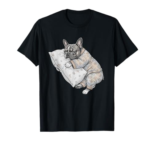 Divertente pigiama Sleepy Bulldog francese Frenchie Uomini Donne Bambini Maglietta