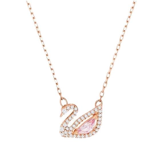 Fashion Jewelry Crystal Rose Gold Plated Swan Pendant Necklace for Women Gift Packing JR-1246