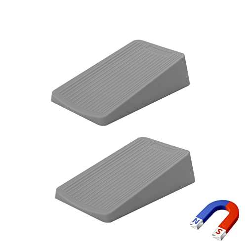 Premium Rubber Door Stop - Large Door Stopper Wedge,Anti-Slip Design, Automatically Fixed,Works On All Floor Types and Carpet Heavy Duty Door (2 Pack, Gray)
