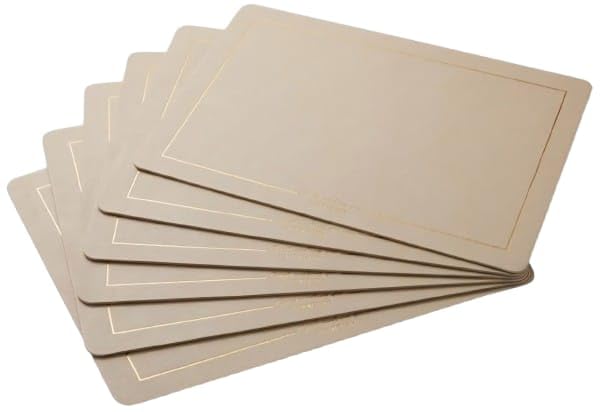 Image of Dribble Premium PU Leather Placemats Set of 6, Double Layer Waterproof Heat Resistant, Non-Slip Easy Clean Dining Table Mats for Kitchen, Dining & Office Desk, Reversible & Smooth Finish (Light Beige)