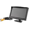 Sujurio Moniteur Une éCran LCD HD TFT 800X480 de 5 Pouces avec Double Support de pour CaméRa de Recul de Voiture/Vue/Lecteur DVD/MultiméDia