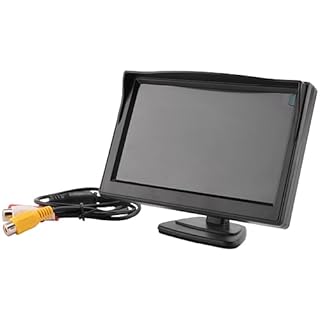 Sujurio Moniteur Une éCran LCD HD TFT 800X480 de 5 Pouces avec Double Support de pour CaméRa de Recul de Voiture/Vue/Lecteur DVD/MultiméDia