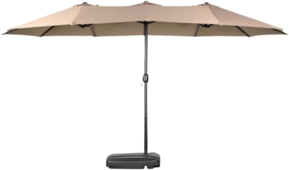 Parasol Patio Umbrella Outdoor 14.9ft Patio Double-Sided Outdoor Extra Large with Crank and Base for Lawn Backyard Beach Umbrella Sha(Beige)
