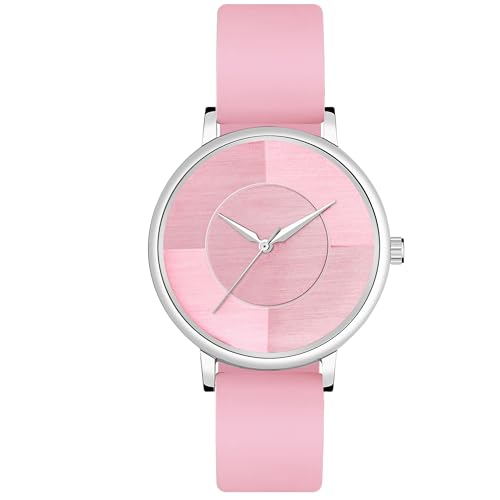 Acnos Trendy Pink-Color Dial Analog Watch for Women with Synthetic Leather Strap