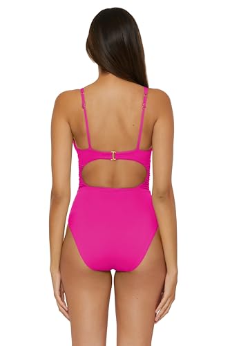BECCA Women's Garden of Eden One Piece Swimsuit, Plunge Neck, Bathing Suits4