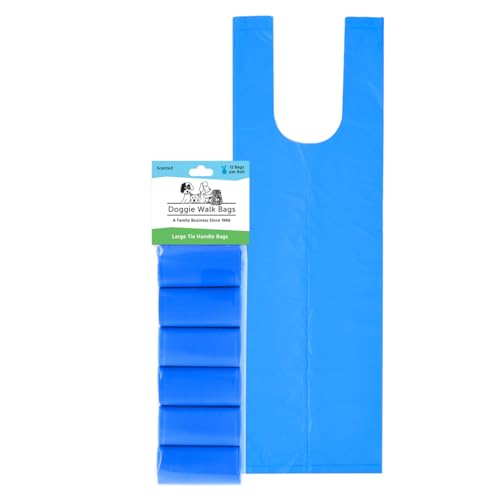 Doggie Walk Bags Large Dog Waste Bags on a Roll with Easy Tie Handles, Extra Thick and Strong Poop Bags, 72 Count, Scented, 5.5 x 5.5 x 17 Inches
