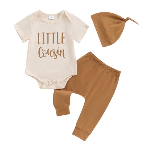 DuAnyozu Little Brother Newborn Outfit Cousin Babies Pant Set Short Sleeve Crewneck Romper Little Cousin Matching Outfits