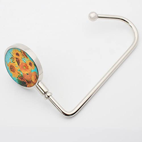 ROFLYER Purse Hook Hanger for Table Bar Long Handbag Hanger Bag Hanger with Velvet Pouch (Sunflower) - Thumbnail 3