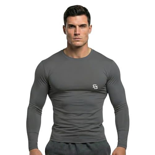Image of Men's Cool Dry Short Sleeve Compression Shirts, Sports Baselayer T-Shirts Tops, Athletic Workout Shirt