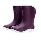 Kontai Women Half Calf Ankle Rubber Rainboots 2 Color Waterproof Boots for Garden Rain Round Toe Rainboots Size 6.5