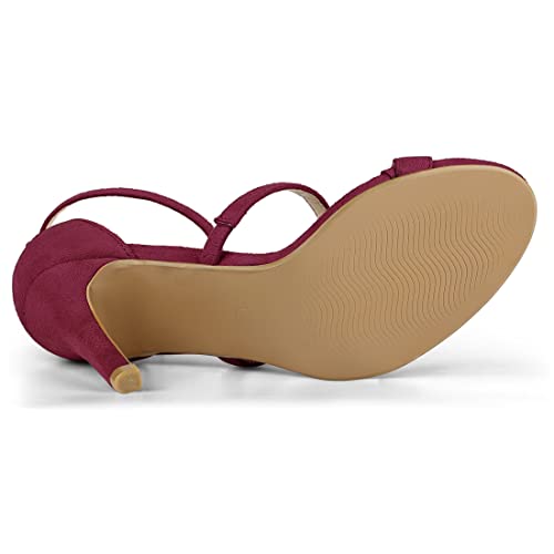 Allegra K Allegra K Women Open Toe Triple Straps Stiletto High Burgundy Heel Sandals - 9 M US