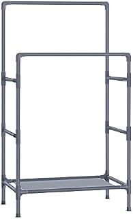 SONGMICS Clothes Rack, Metal Stand with 2 Hanging Rails and Storage Shelf, Max. Load 55 kg, Easy Assembly, Grey RDR001G02
