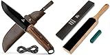 BeaverCraft BSH4 Dusk Bushcraft Knife Full Tang LS6P1 Stropping Kit Leather Strop Kit with Sharpening Polishing Compound