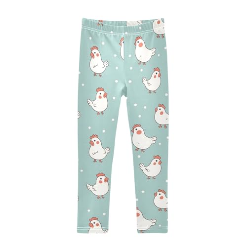 Chicken on Dot Girls Leggings Athletic Pants Tights Stretch Bottom