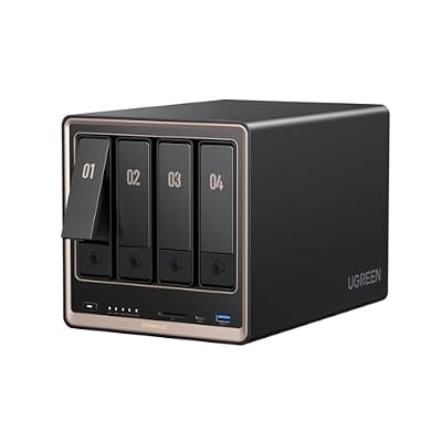 UGREEN NAS DXP4800 GT 4-Bay Desktop Network Attached Storage, RMD R2514 CPU, 8GB DDR4 RAM, Built-in 64GB eMMC, 2X 10GbE, 2X M.2 NVMe Slots, 4K HDMI (Diskless)