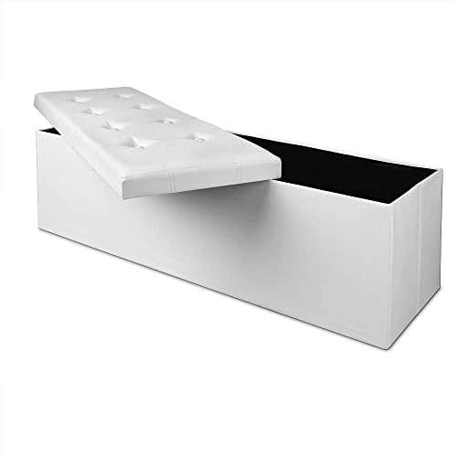 Deuba Storage Ottoman | 100 L | Foam Padded Bench Chest with Removable Lid | Decorative Shoe Storage Box | Bedroom Hallway Lounge Furniture | Grey