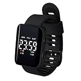 LEAQU Smartwatch Electronic Watch LED Smart Watches, Luminous Life Fitness Watch Square Dial Sports Digital Wrist Watch,for Student Black